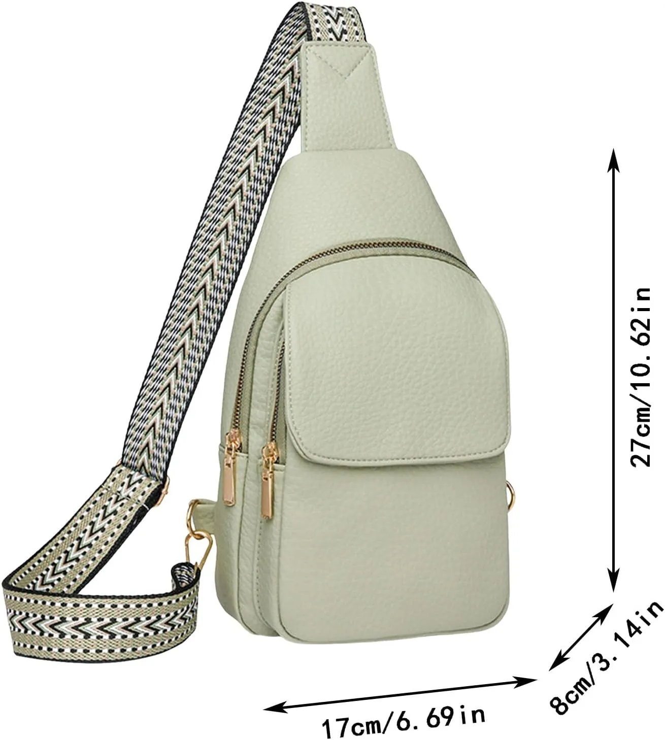 Sling Bag For Women Men Backpack Fanny Pack Crossbody Chest Travel Bags Purse With Adjustable Guitar Strap Pu Leather