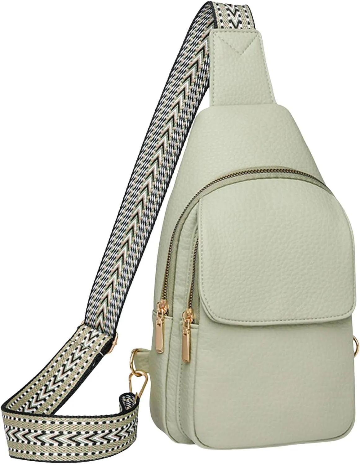 Sling Bag For Women Men Backpack Fanny Pack Crossbody Chest Travel Bags Purse With Adjustable Guitar Strap Pu Leather