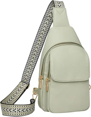 Sling Bag For Women Men Backpack Fanny Pack Crossbody Chest Travel Bags Purse With Adjustable Guitar Strap Pu Leather