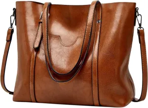 Small Handbags for Women,Women's Fashion Handbags Tote Bags Shoulder Bag Top Handle Satchel Purse Set 4pcs Wallet Bag PU Leather Large Bag 2024 Brown