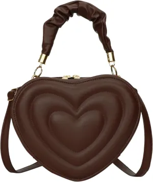 Small Heart Shaped Purse for Women PU Leather Zipper Tote Bag Purse Satchel Cute Crossbody Messenger Handbags