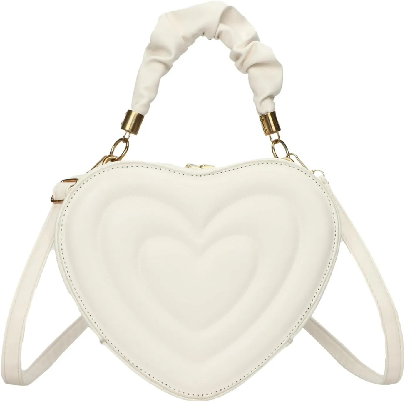 Small Heart Shaped Purse for Women PU Leather Zipper Tote Bag Purse Satchel Cute Crossbody Messenger Handbags