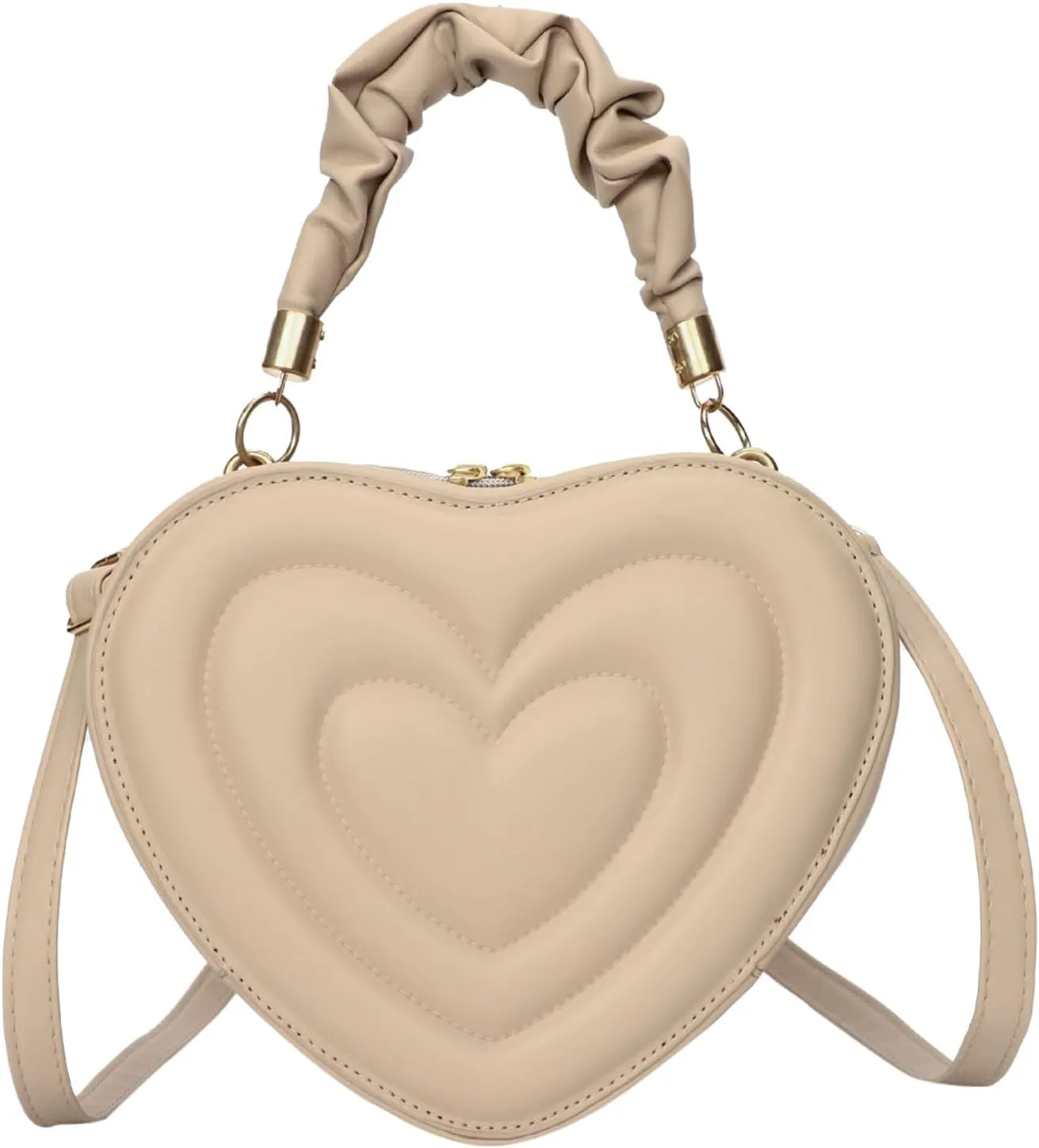 Small Heart Shaped Purse for Women PU Leather Zipper Tote Bag Purse Satchel Cute Crossbody Messenger Handbags