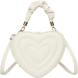 Small Heart Shaped Purse for Women PU Leather Zipper Tote Bag Purse Satchel Cute Crossbody Messenger Handbags