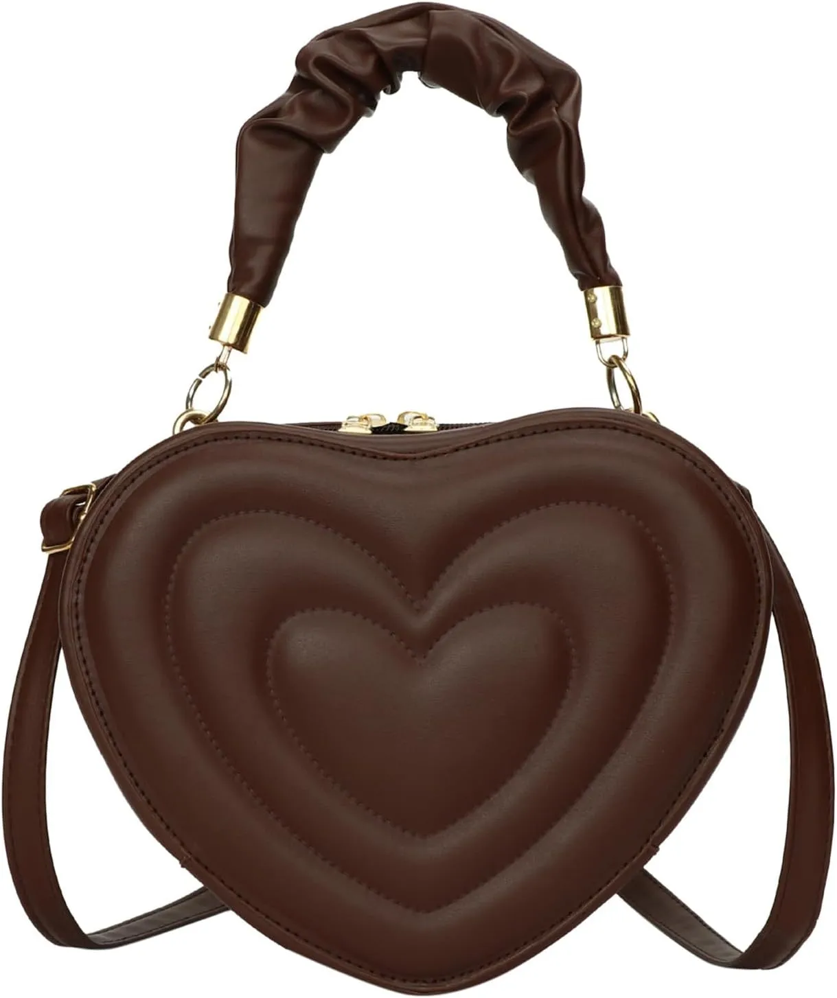 Small Heart Shaped Purse for Women PU Leather Zipper Tote Bag Purse Satchel Cute Crossbody Messenger Handbags