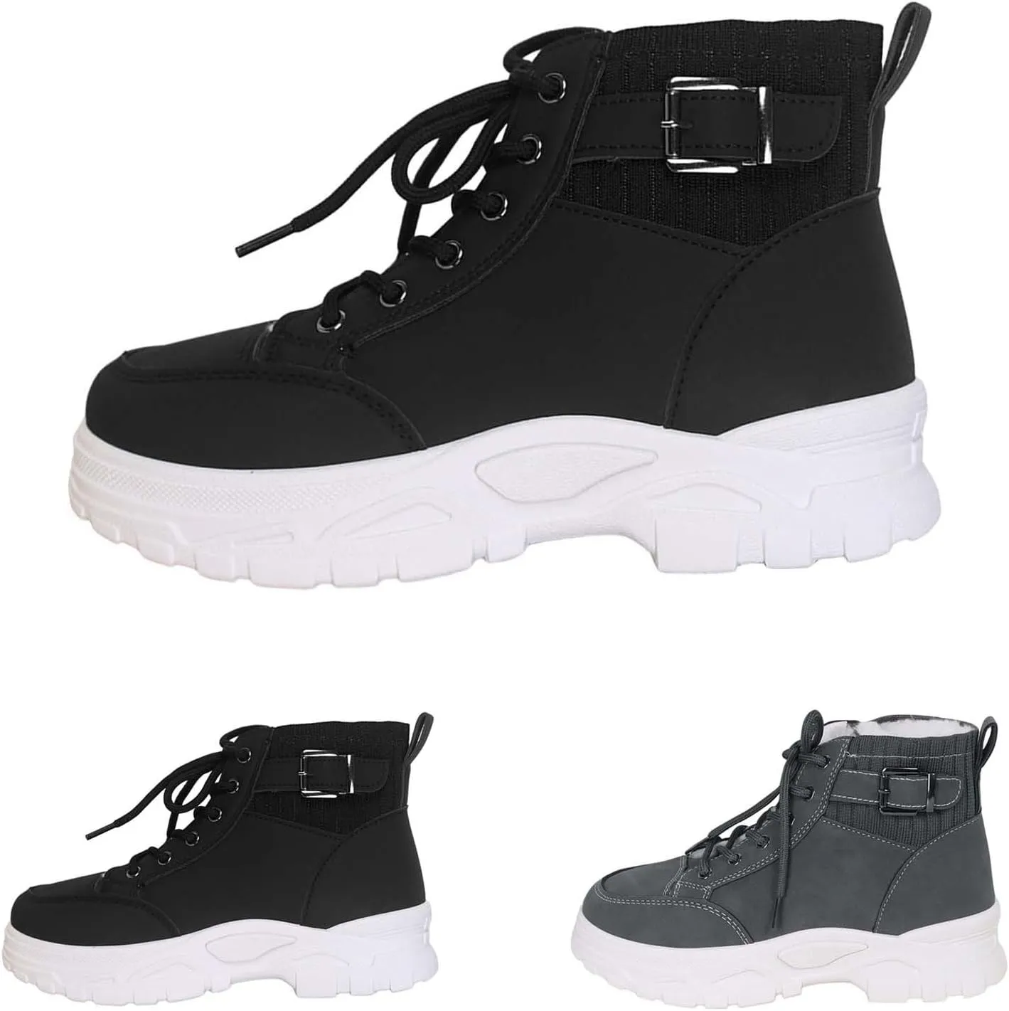 Snow Ankle Boots for Women Non Slip Walking Shoes Lace Up Low Calf Shoes Hiking Boots Women Waterproof