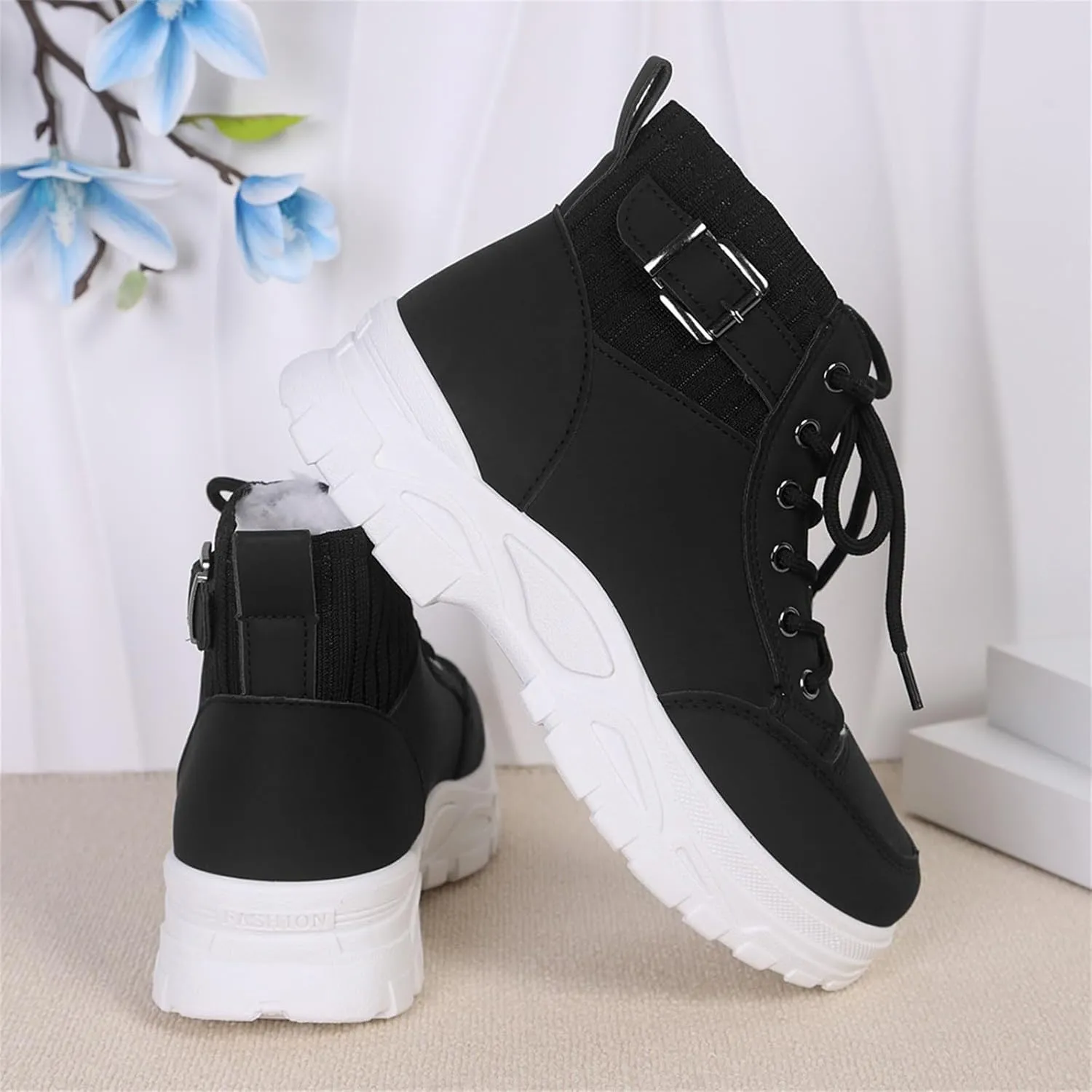 Snow Ankle Boots for Women Non Slip Walking Shoes Lace Up Low Calf Shoes Hiking Boots Women Waterproof