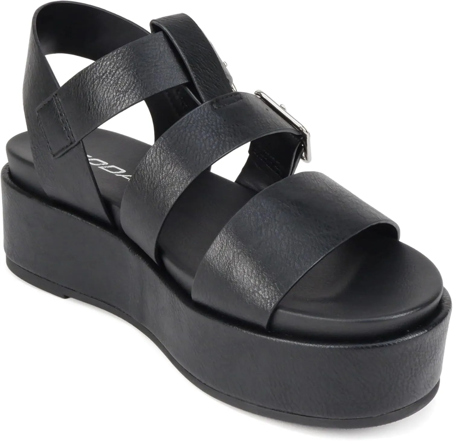 Soda STELLAR ~ Women Flatform Multi Strap Double Buckle Open Toe Ankle Strap Platform Wedge Sandals
