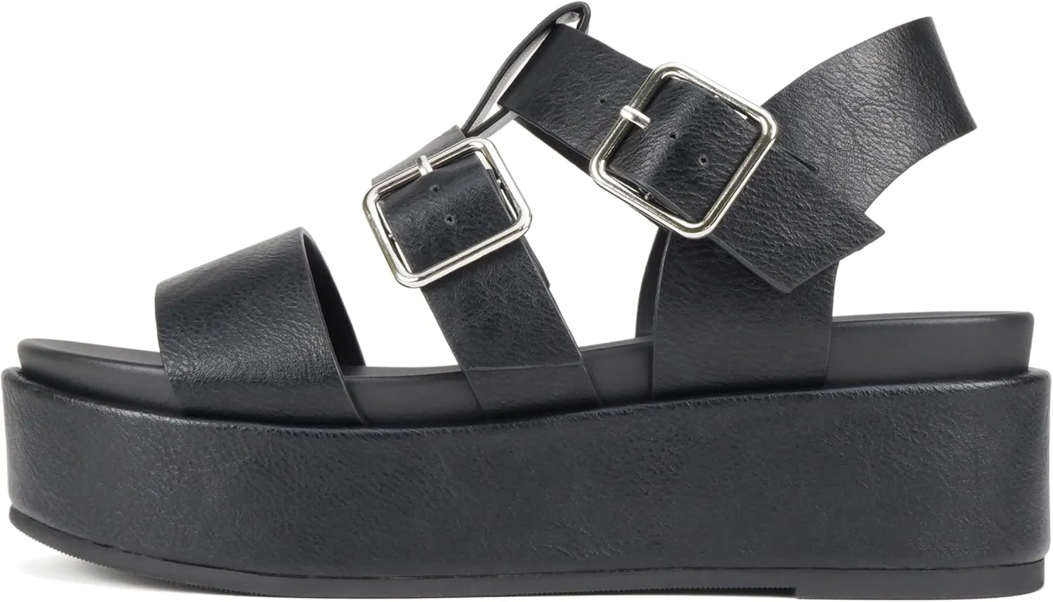 Soda STELLAR ~ Women Flatform Multi Strap Double Buckle Open Toe Ankle Strap Platform Wedge Sandals