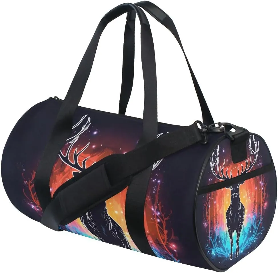 Sports Gym Travel Duffle Bag Abstract Deer Luggage for Men and Women