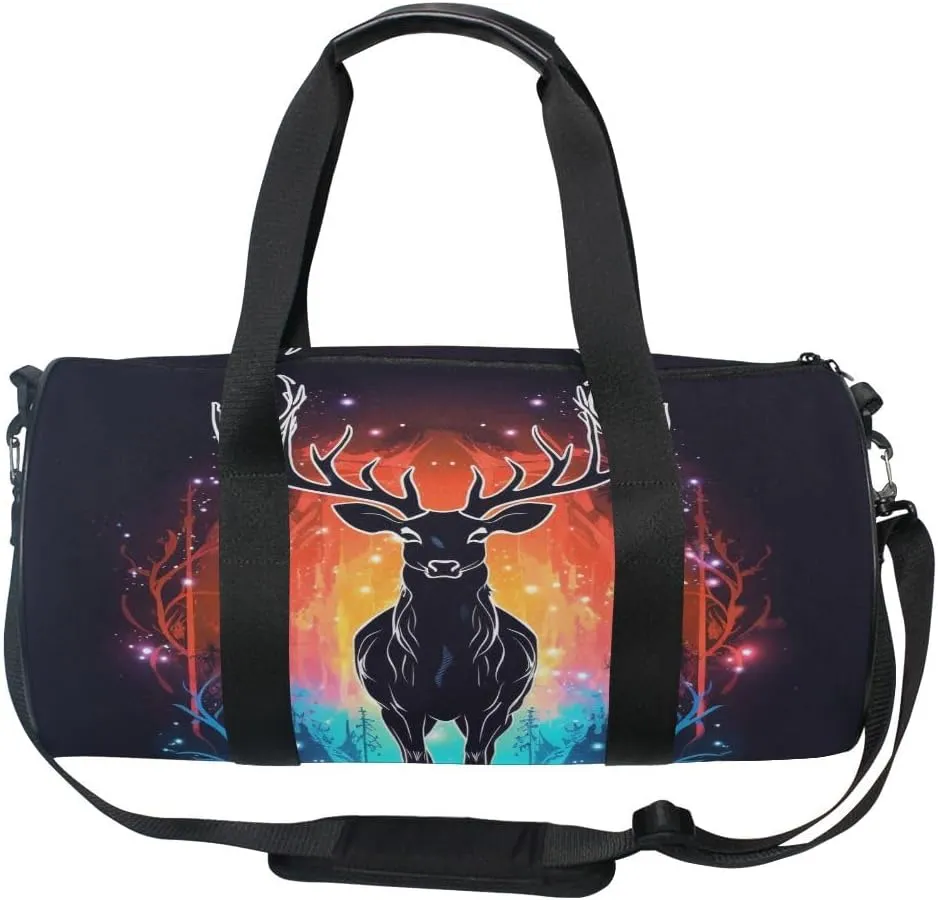 Sports Gym Travel Duffle Bag Abstract Deer Luggage for Men and Women