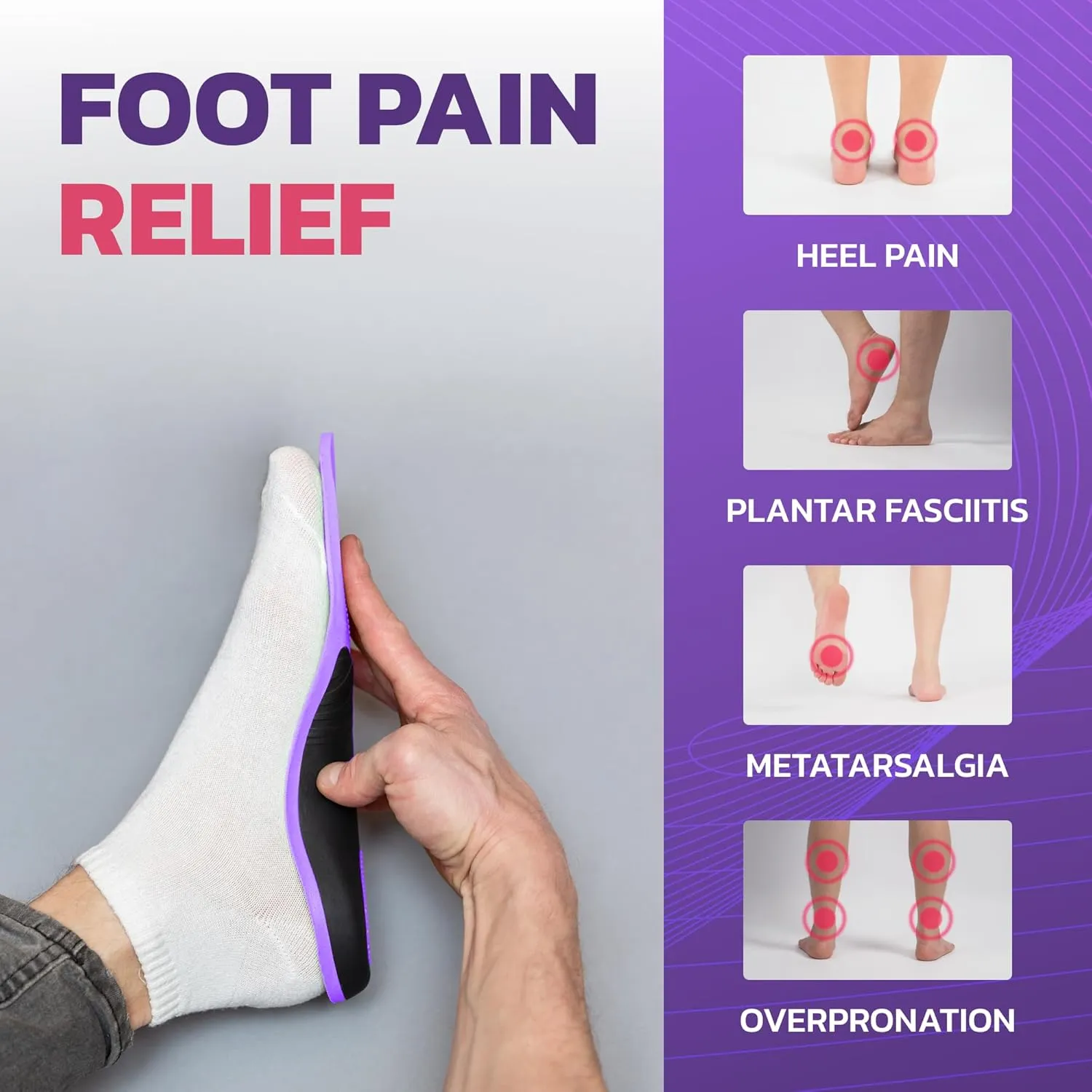 StepFlow  Orthotic Insoles for Plantar Fasciitis, Arch Support & Foot Pain Relief  Includes Free Stronger Feet Video Program, Massage Ball & Resistance Band