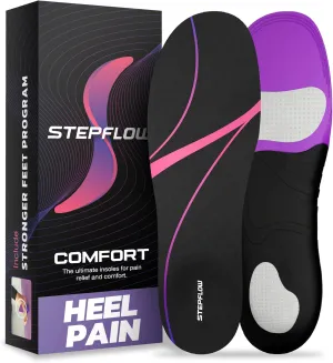 StepFlow  Orthotic Insoles for Plantar Fasciitis, Arch Support & Foot Pain Relief  Includes Free Stronger Feet Video Program, Massage Ball & Resistance Band
