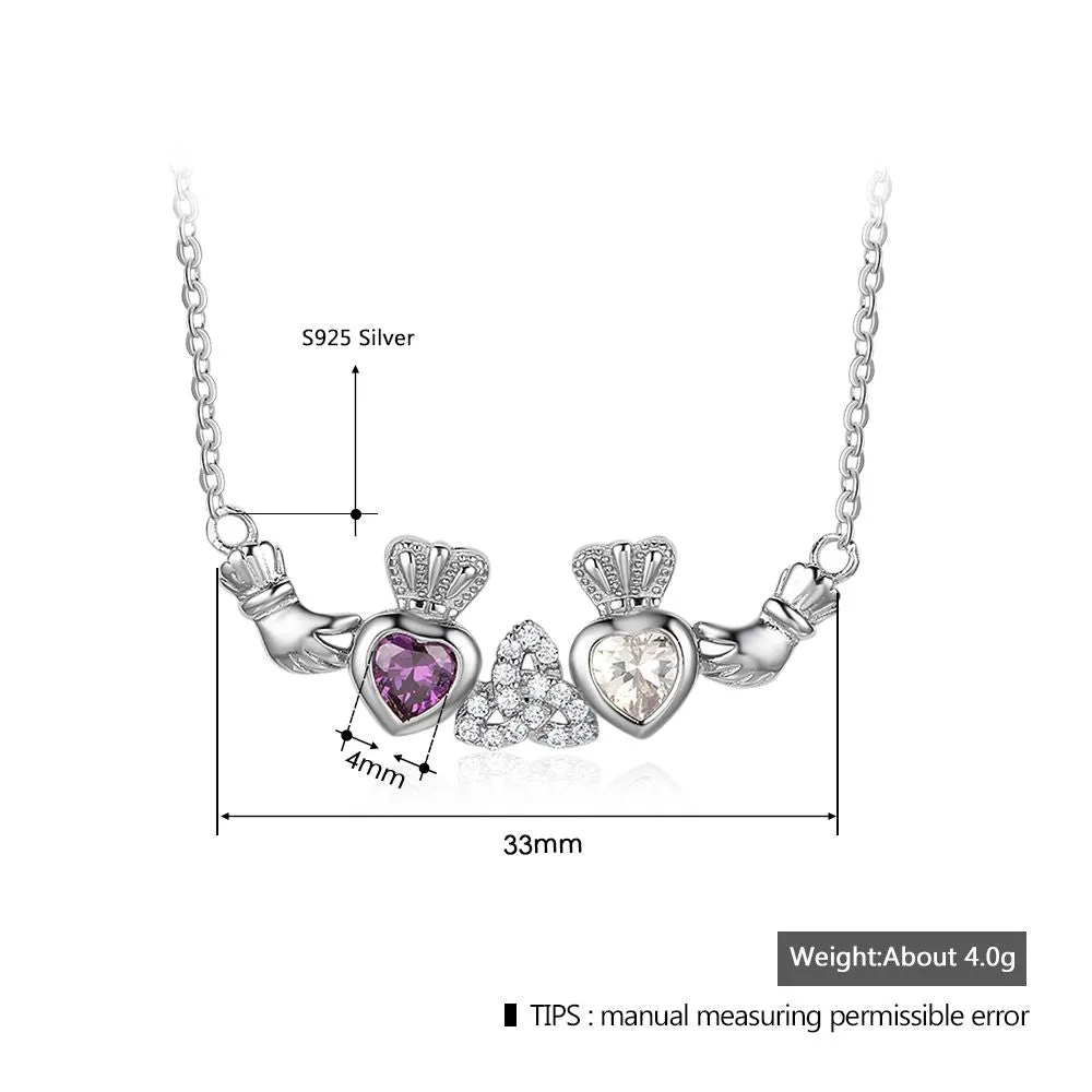 Sterling Silver Claddagh Necklace 2 Crown
