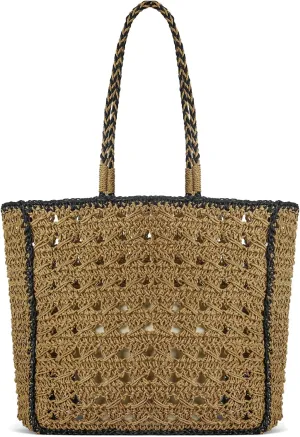 Straw Tote Bag for Women, Hollowed Beach Shoulder Bag with Inner Pocket, Foldable Woven Tote Bags