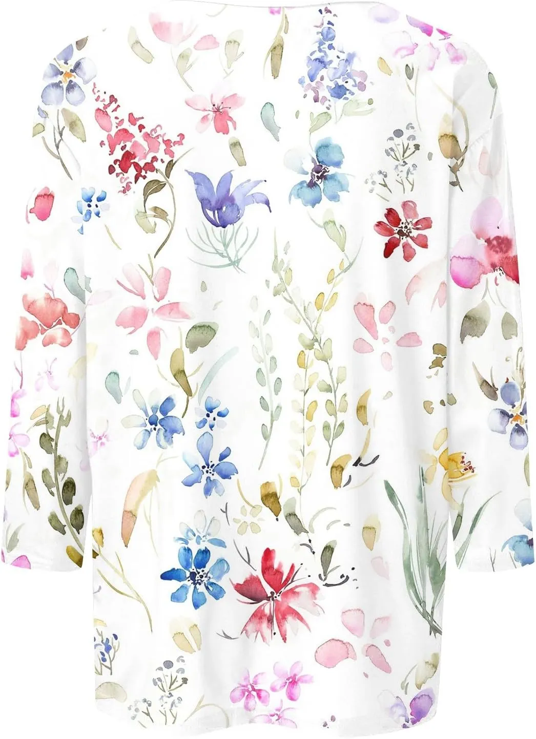 Summer Shirts for Women 3/4 Length Sleeve Crewneck Tops Trendy Loose Casual Printed Three Quarter Cute Blouse