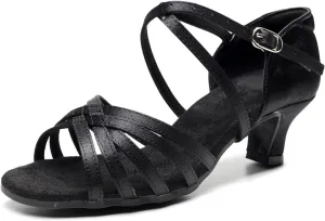 SWDZM Women Latin Dance Shoes Satin Professional Ballroom Salsa Practice Performance Dance Shoes,Model FT016
