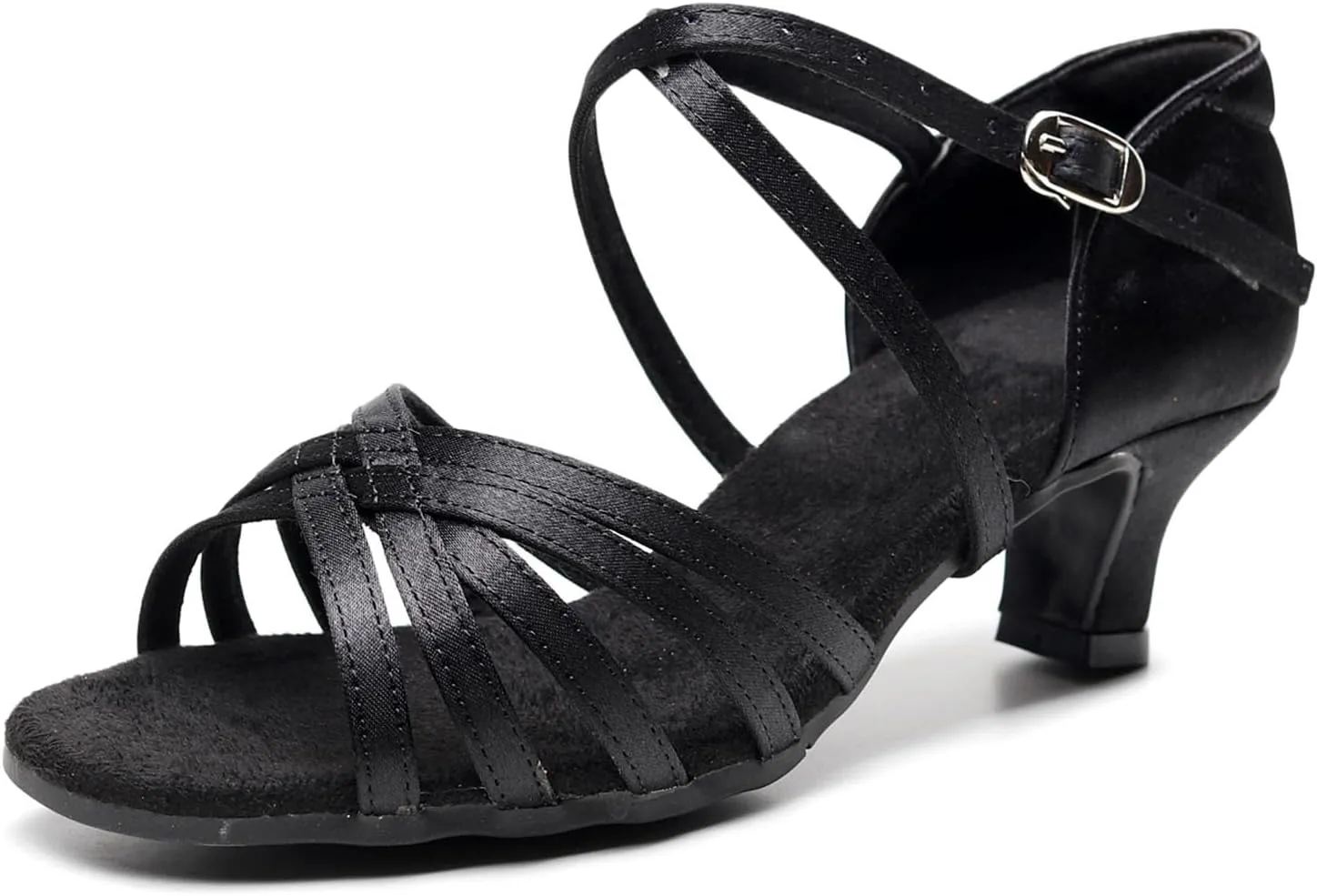 SWDZM Women Latin Dance Shoes Satin Professional Ballroom Salsa Practice Performance Dance Shoes,Model FT016