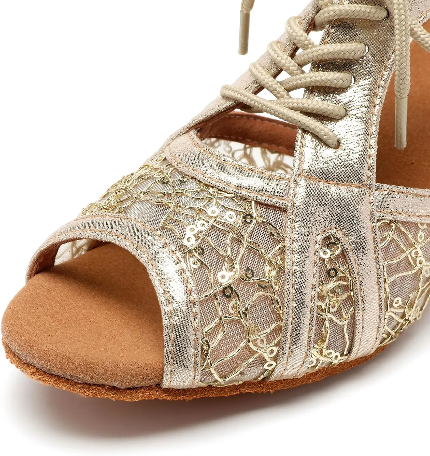 SWDZM Women Latin Dance Shoes Satin Professional Ballroom Salsa Practice Performance Dance Shoes,Model FT016