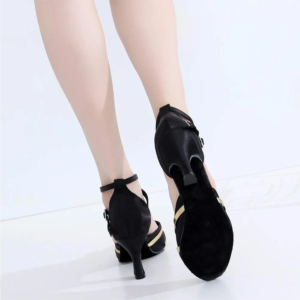 SWDZM Women's Latin Dance Shoes,Salsa Practice Party Wedding Ballroom Dancing Shoes,Model-QJW7105