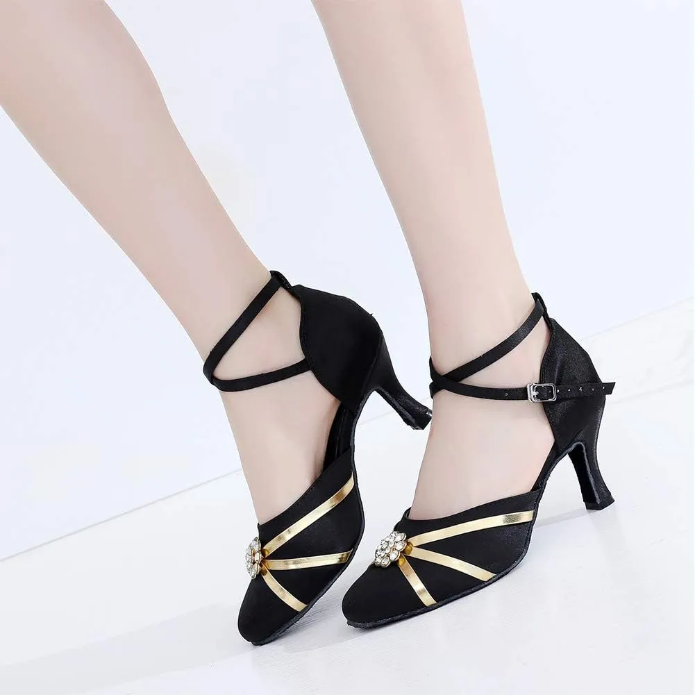 SWDZM Women's Latin Dance Shoes,Salsa Practice Party Wedding Ballroom Dancing Shoes,Model-QJW7105