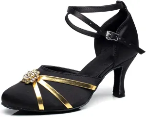 SWDZM Women's Latin Dance Shoes,Salsa Practice Party Wedding Ballroom Dancing Shoes,Model-QJW7105