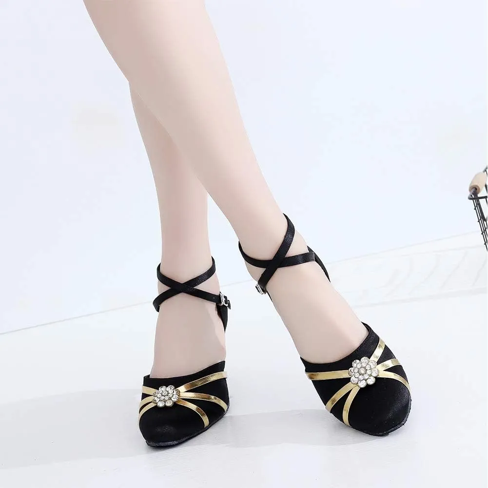 SWDZM Women's Latin Dance Shoes,Salsa Practice Party Wedding Ballroom Dancing Shoes,Model-QJW7105