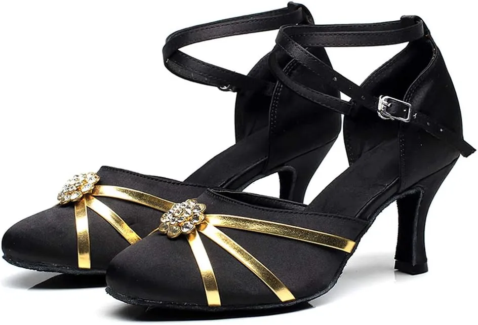 SWDZM Women's Latin Dance Shoes,Salsa Practice Party Wedding Ballroom Dancing Shoes,Model-QJW7105