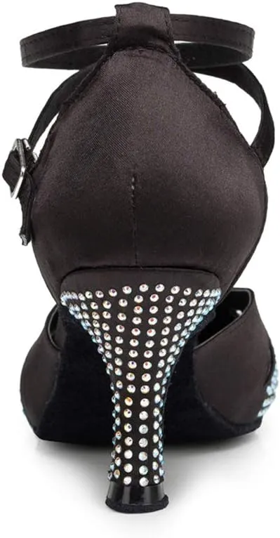 SWDZM Women's Latin Dance Shoes,Salsa Practice Party Wedding Ballroom Rhinestones Dancing Shoes,Model-YCL157