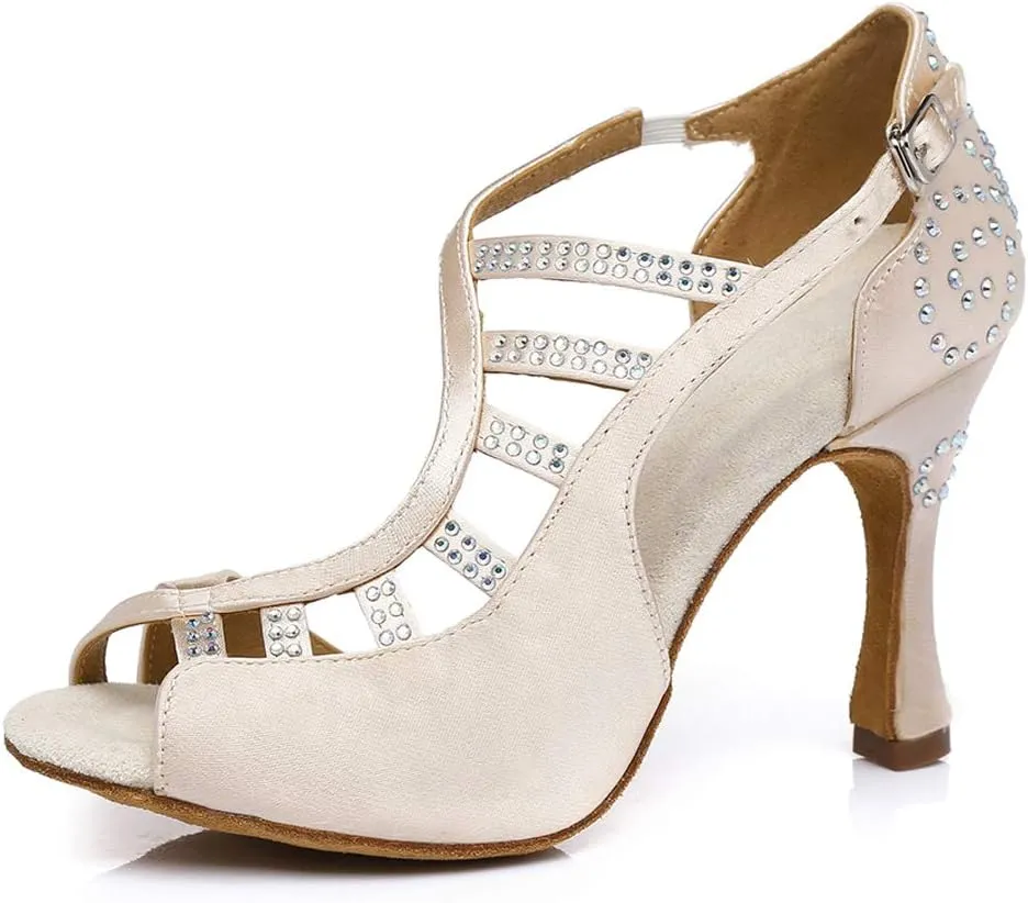SWDZM Women's Standard Latin/Chacha/Salsa/Rumba Dance Shoes Leather Ballroom Model-YCL381