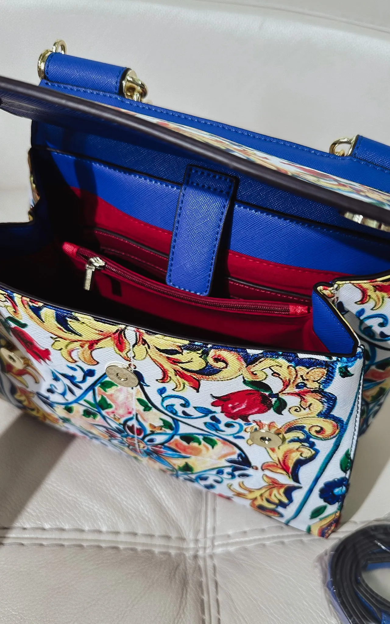 Take me to Capri Majolica Print Tiles Designer Inspired Handbag & Sunglasses case