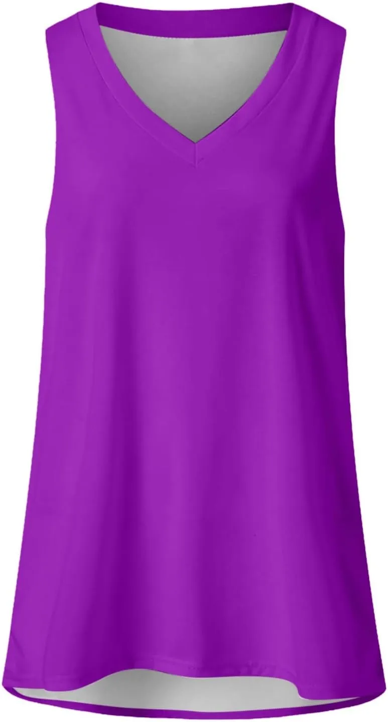 TANGNADE Tank Top for Women V Neck Summer Sleeveless T Shirt Tunic Casual Loose Fit Blouses for Women Dressy Casual