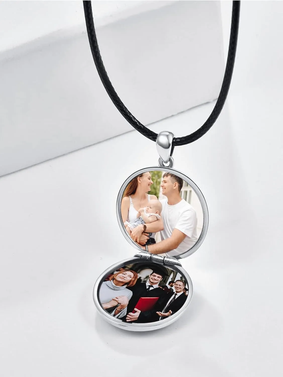 TANGPOET Personalized Compass Locket Necklace for Men Women 925 Oxidized Silver Lockets Necklace that Holds Two Pictures Memorial Photo Jewelry Birthday Christmas Fathers Day Graduation Gifts