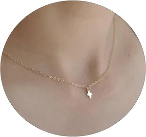 Tasiso Cross Necklace for WomenSmall Cross Necklace 14k Gold Plated Tiny Cross Pendant Choker Necklaces Simple Gold Cross Necklaces for Women Cute Aesthetic Necklaces Dainty Jewelry for Women Girls