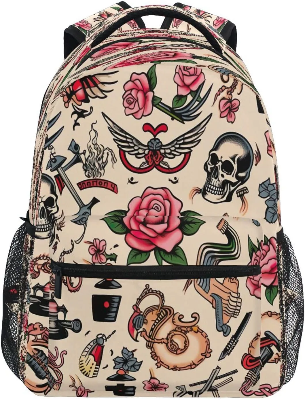 Tattoo Print Laptop Backpack Lightweight Waterproof College Backpacks Casual Travel Daypack Backpacks for Men Women