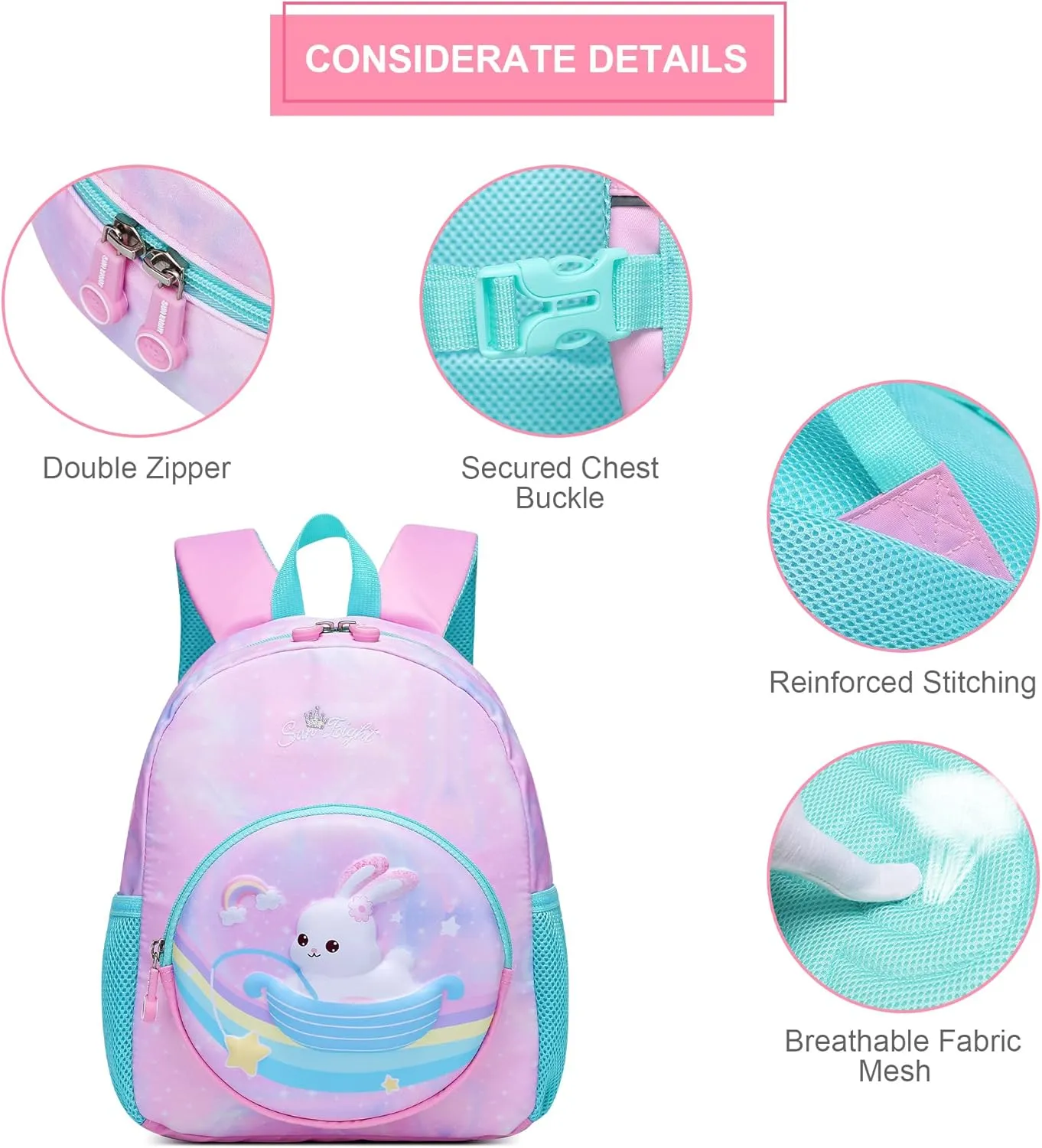 Toddler Backpack girl little Backpacks Animal Pink Rabbit Cartoon Mini Travel Bag for Baby Girl Boy 1-4 Years Baby BackpackRabbit