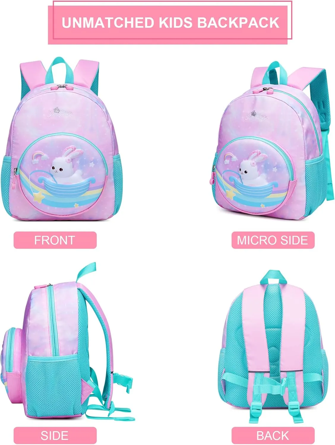 Toddler Backpack girl little Backpacks Animal Pink Rabbit Cartoon Mini Travel Bag for Baby Girl Boy 1-4 Years Baby BackpackRabbit