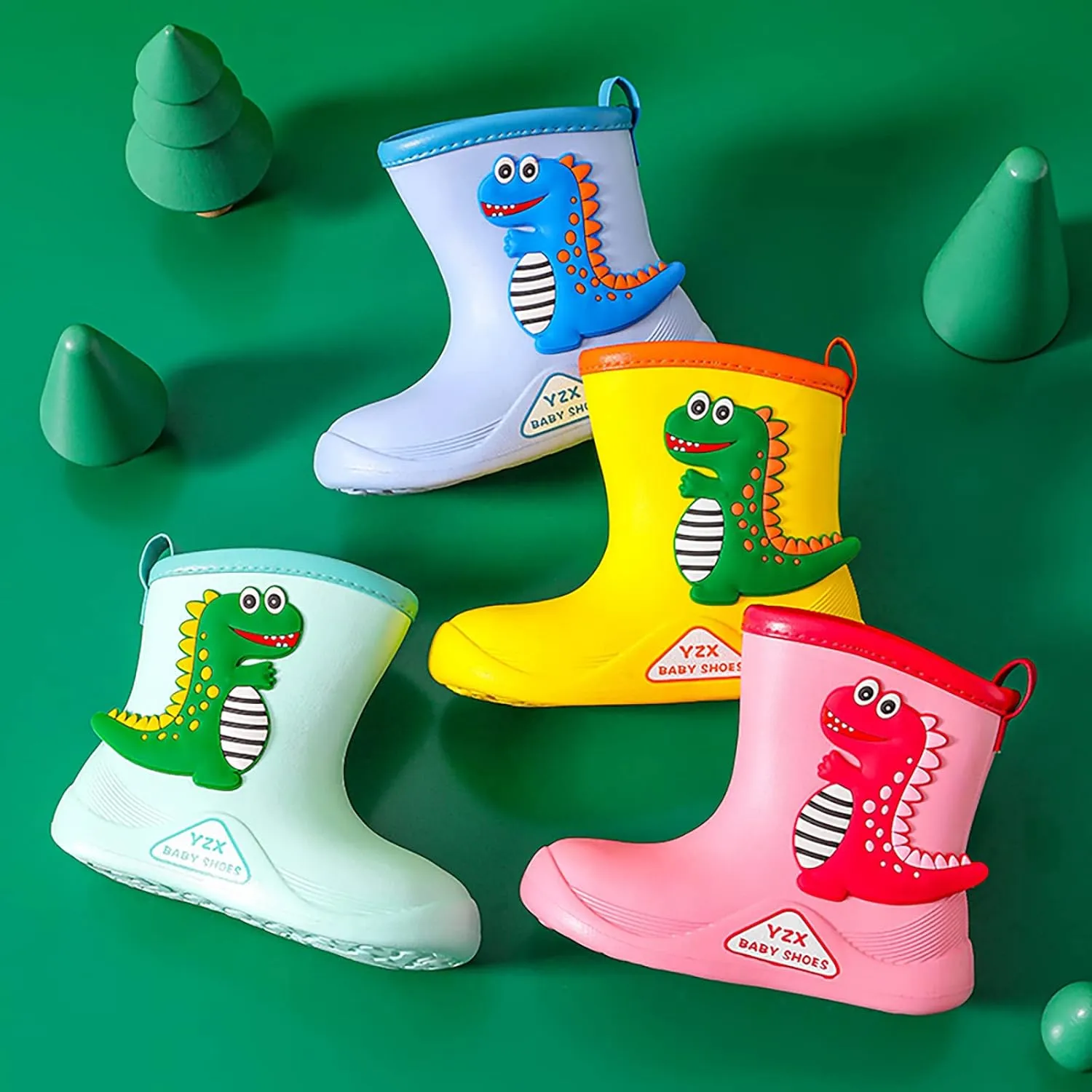 Toddler Dinosaur Rain Boots, Waterproof Rubber Kids Rain Boots for Girls Boys Unisex-Child Outdoor Rain Boots