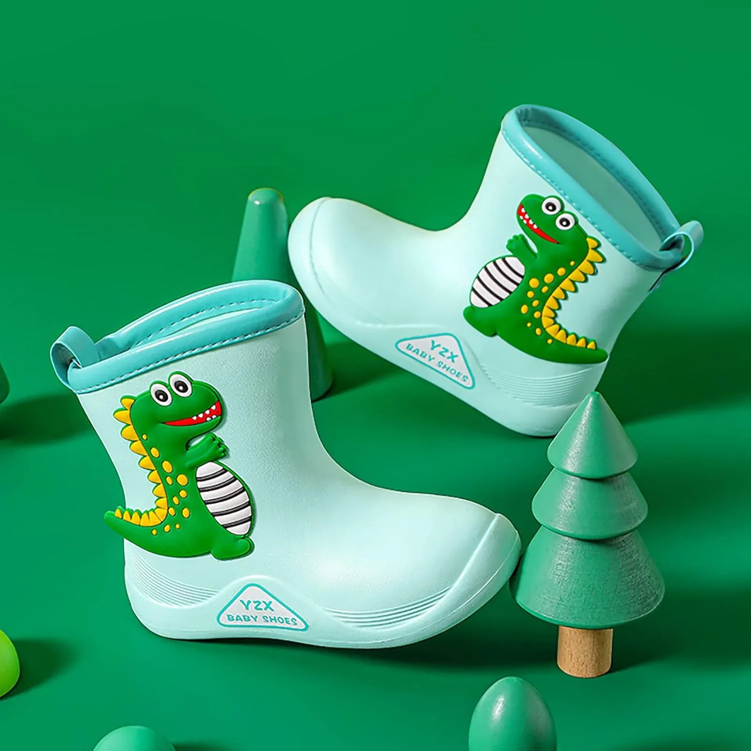 Toddler Dinosaur Rain Boots, Waterproof Rubber Kids Rain Boots for Girls Boys Unisex-Child Outdoor Rain Boots