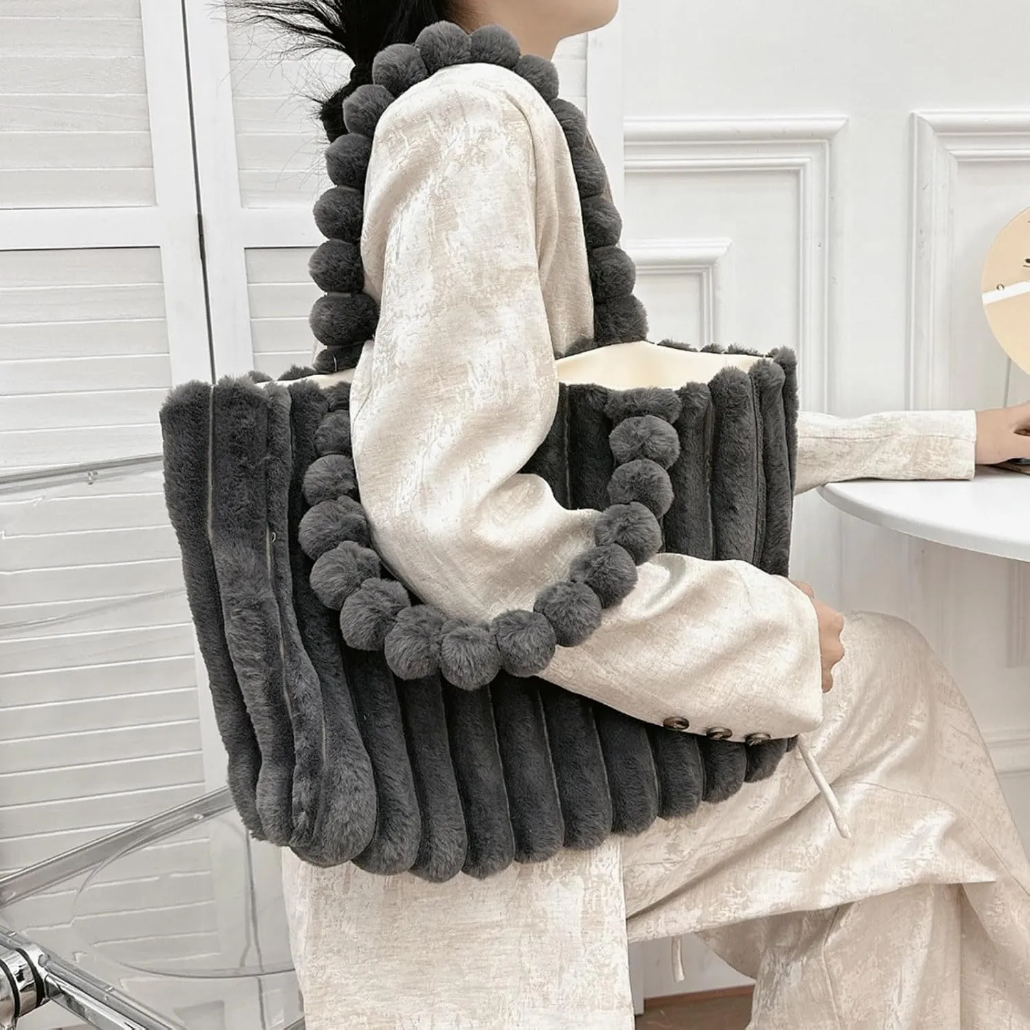Tote Bag for Women Large Designer Top Handle Trendy Casual Shoulder Satchel Purse Flock Handbags