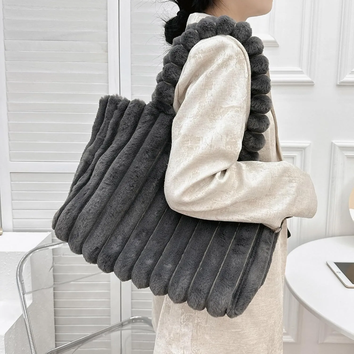 Tote Bag for Women Large Designer Top Handle Trendy Casual Shoulder Satchel Purse Flock Handbags