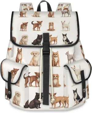 Travel Backpack For Women Men, Spotted Dog Laptop Backpacks Rucksack Large Capacity Vintage Backpack Drawstring Backpack Casual Bookbags Water Resistant Daypack Bags For Outdoor Camping
