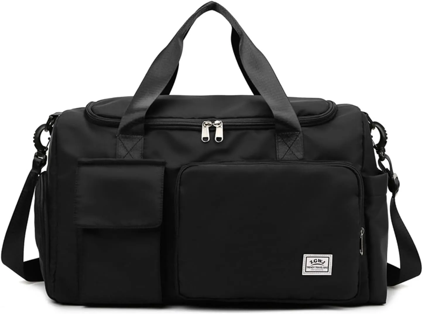 Travel Duffel Tote Bag with Dry Wet Separation Pocket, Weekender Bag for Women and MenWaterproof Bag with Shoe Compartment Lightweight and Easy Carry on Black