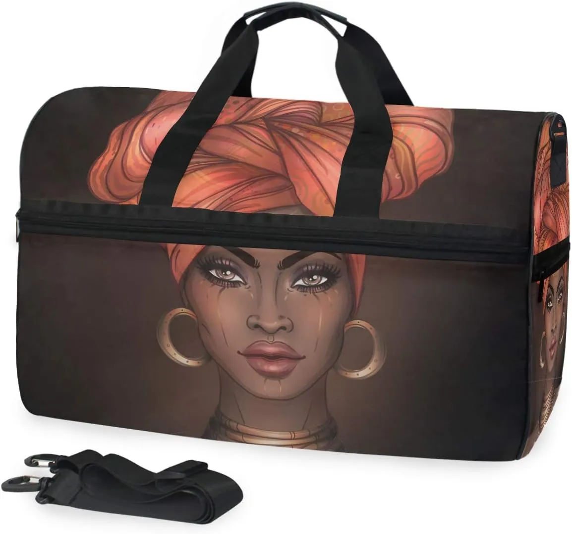 Travel Duffels African Pretty Girl Duffle Bag Luggage Sports Gym for Women & Men
