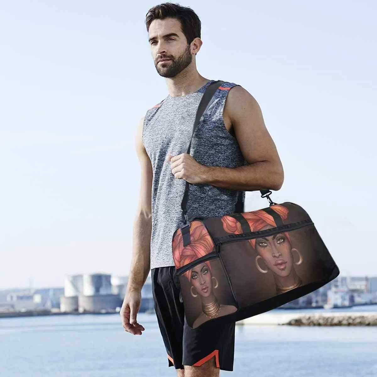 Travel Duffels African Pretty Girl Duffle Bag Luggage Sports Gym for Women & Men