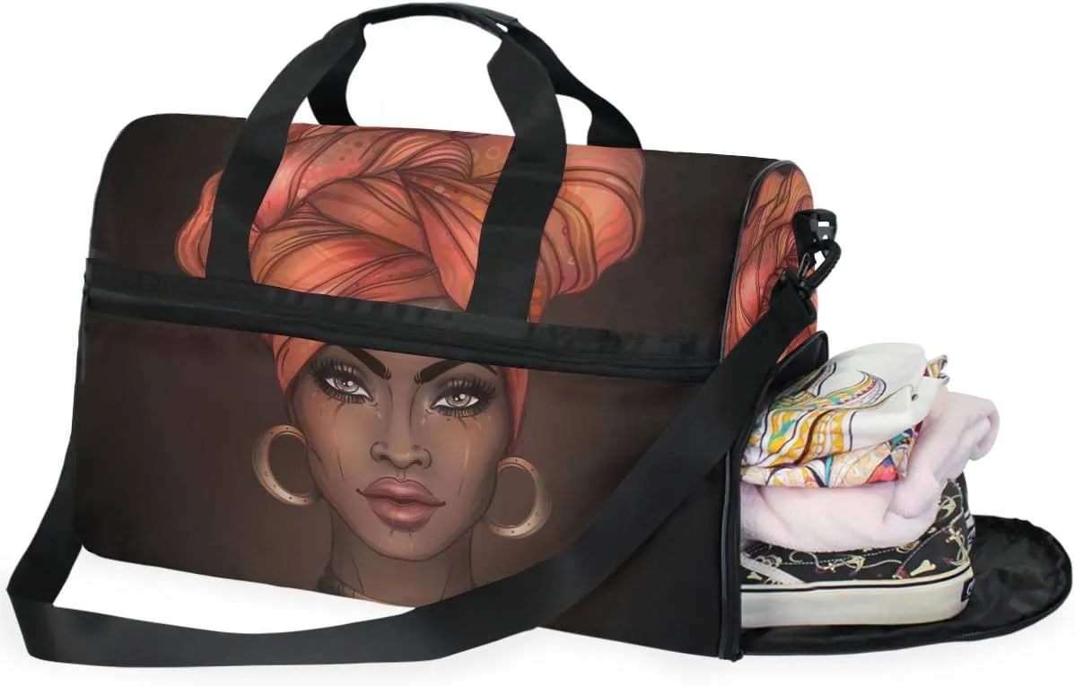 Travel Duffels African Pretty Girl Duffle Bag Luggage Sports Gym for Women & Men