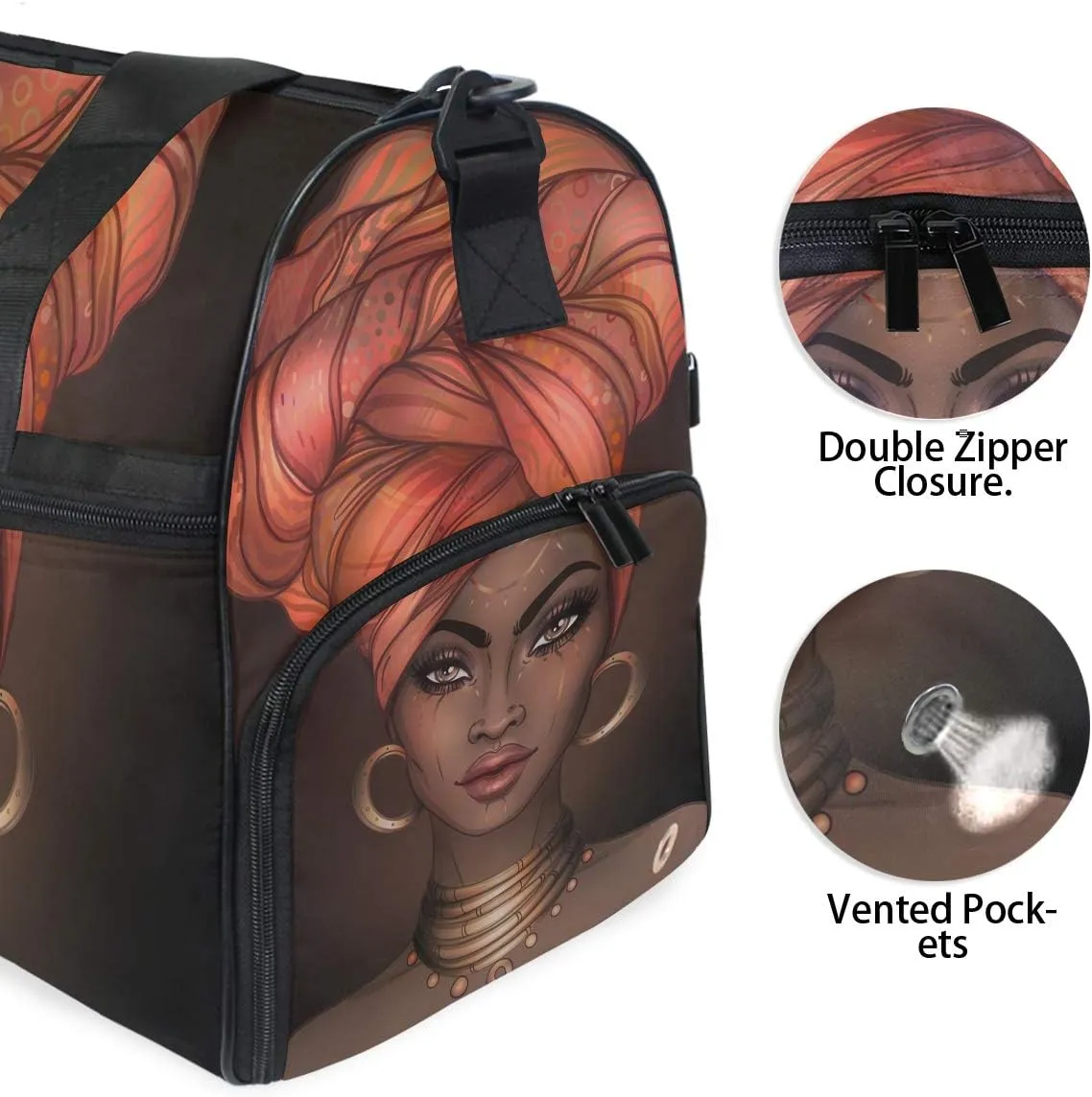 Travel Duffels African Pretty Girl Duffle Bag Luggage Sports Gym for Women & Men