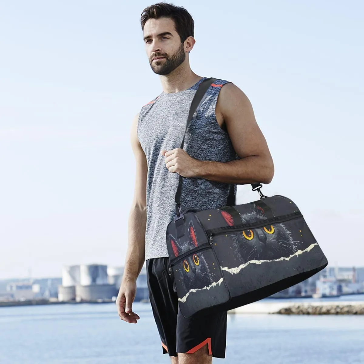 Travel Duffels Cute Cat Duffle Bag Luggage Sports Gym for Women & Men