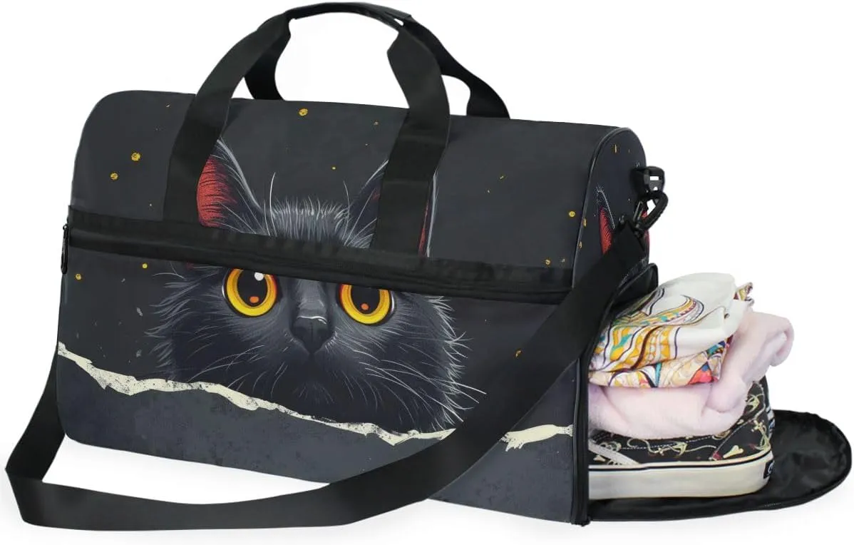 Travel Duffels Cute Cat Duffle Bag Luggage Sports Gym for Women & Men