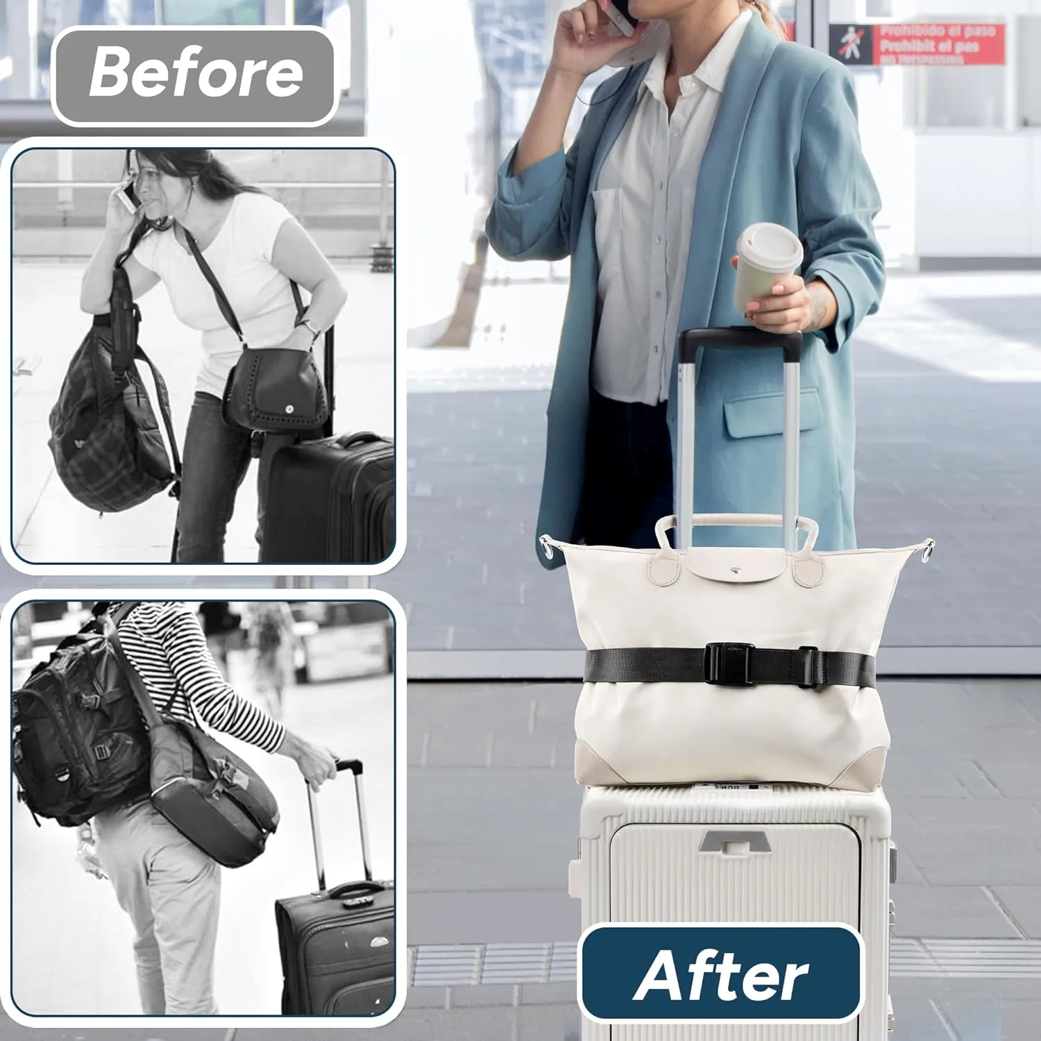 Travel Inspira Magnetic Quick-Release Luggage Strap  Adjustable Travel Belt for Suitcases, Secure Add-a-Bag Organizer for Carry-On Bags (Lightweight & Stylish Design)
